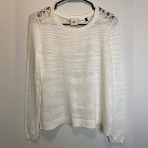 CAbi Ivory Top with Lace Detail